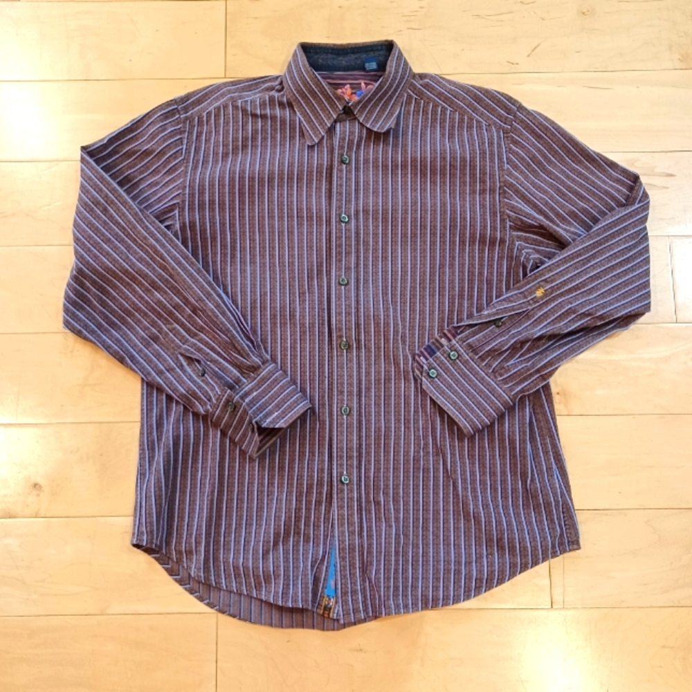 ROBERT GRAHAM Castleford Brown Geometric Print Long Sleeve Sport Shirt